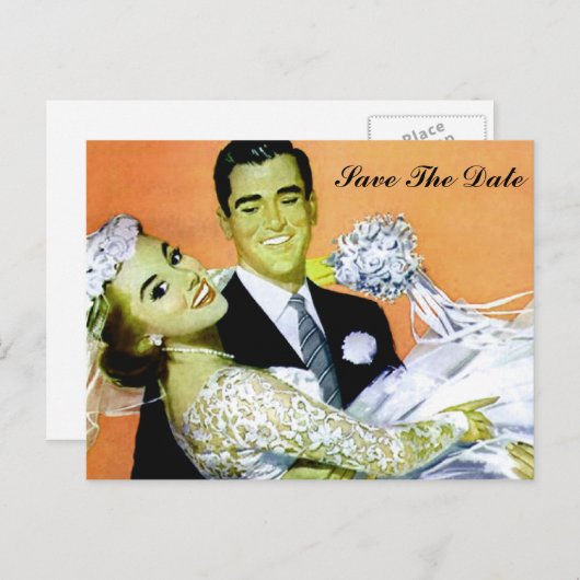 Carte Postale Faire-part enregistrez la date (Devant / Derrière)