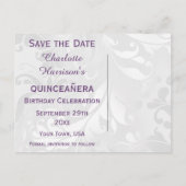 Carte Postale Faire-part Enregistrez la date : 15e anniversaire damassé et  (Dos)