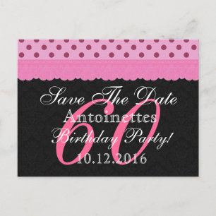Carte Postale Faire-part Enregistrez la Date 60e Anniversaire Rose et Dente