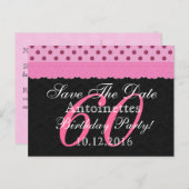 Carte Postale Faire-part Enregistrez la Date 60e Anniversaire Rose et Dente (Devant / Derrière)