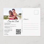 Carte Postale Faire-part Enregistrez la date Calendrier de cœur Photo QR Co (Dos)