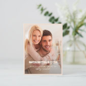 Carte Postale Faire-part Enregistrez la date Calligraphie Photo Rose Mariag (Debout devant)