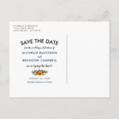 Carte Postale Faire-part Enregistrez la date de la campagne rustique | Navy (Dos)