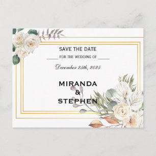 Carte Postale Faire-part Enregistrez la date de mariage moderne et élégante