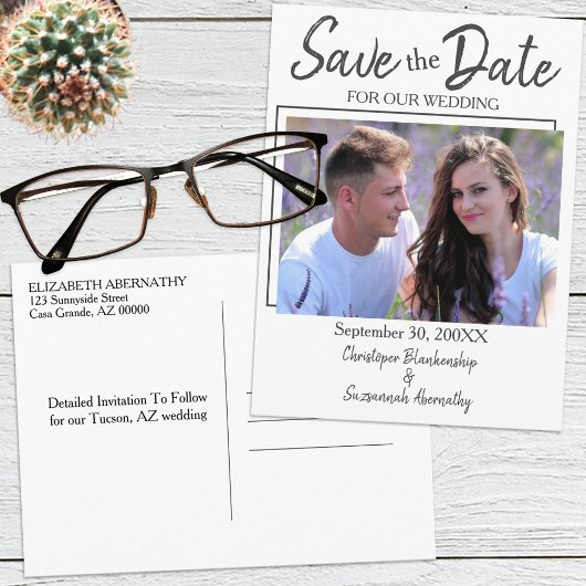 Carte Postale Faire-part Enregistrez la date de mariage personnalisée avec