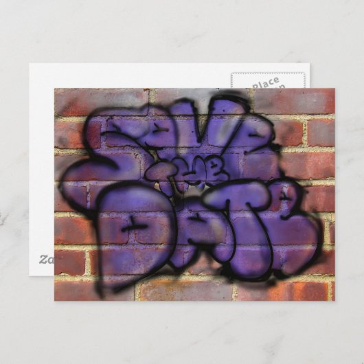 Carte Postale Faire-part Enregistrez la date Graffiti (Devant / Derrière)