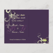 Carte Postale Faire-part Enregistrez la date, la crème monogramme tourbillo (Dos)