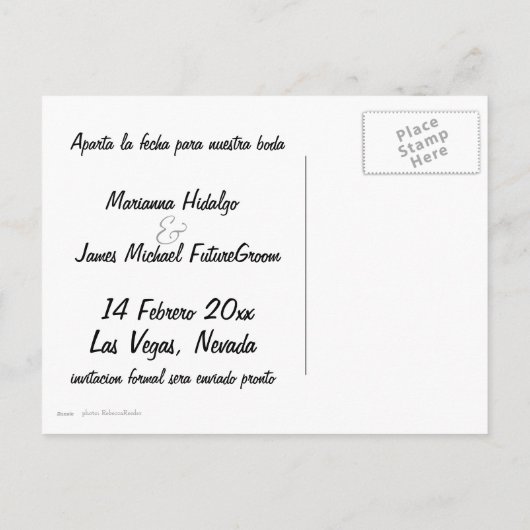 Carte Postale Faire-part Enregistrez la date Las Vegas espagnol (Dos)
