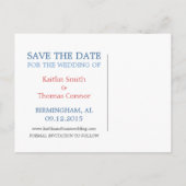 Carte Postale Faire-part Enregistrez la date - Personnalisable - Alabama (Dos)