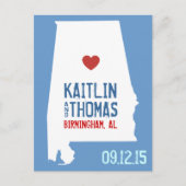 Carte Postale Faire-part Enregistrez la date - Personnalisable - Alabama (Devant)