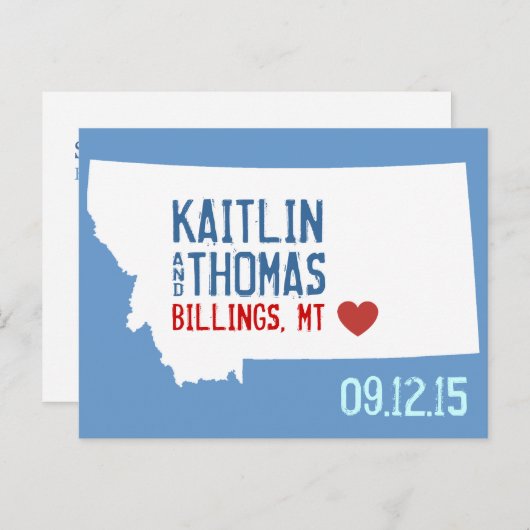 Carte Postale Faire-part Enregistrez la date - Personnalisable - Montana (Devant / Derrière)