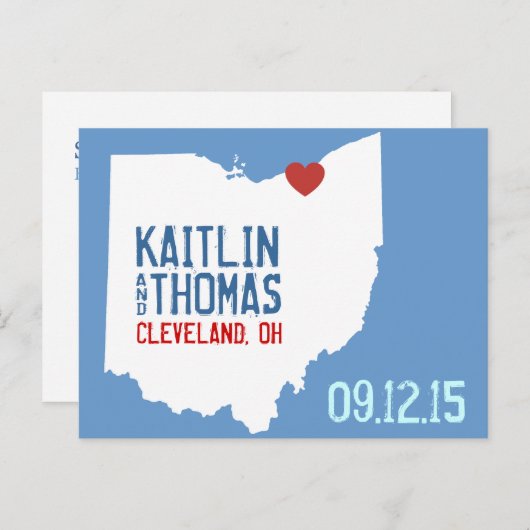 Carte Postale Faire-part Enregistrez la date - Personnalisable - Ohio (Devant / Derrière)