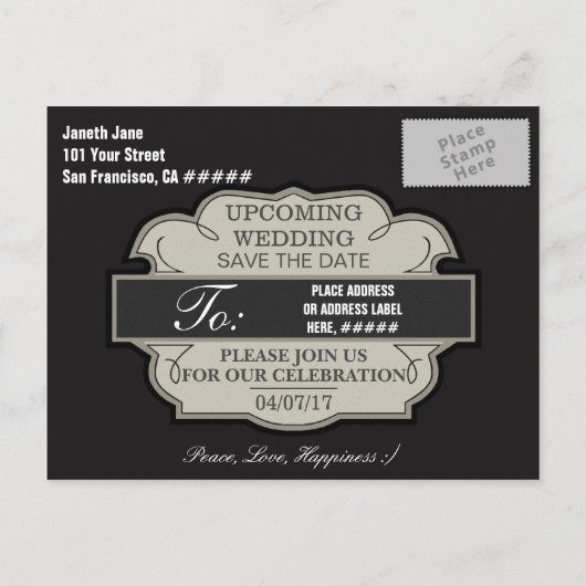 Carte Postale Faire-part Enregistrez la date personnalisée (Dos)