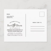 Carte Postale Faire-part Enregistrez la date Photo Typographie Moderne Mari (Dos)