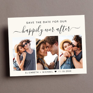 Carte Postale Faire-part Enregistrez la date pour notre Pour Toujours 3 Pho