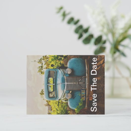 Carte Postale Faire-part Enregistrez la date pour un camion classique (Debout devant)