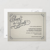 Carte Postale Faire-part Enregistrez la date - Teinte rustique crème (Devant / Derrière)