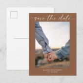Carte Postale Faire-part Enregistrez la photo de date Bohème Simple Écritur (Devant / Derrière)