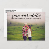 Carte Postale Faire-part Enregistrez notre date Photo Écriture Manuscrite N (Devant / Derrière)