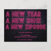 Carte Postale Faire-part Enseigne au néon rose cool annonce de déménagement (Devant)