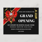 Carte Postale Faire-part Entreprise grand ouverture rouge or noir ruban arc (Devant)
