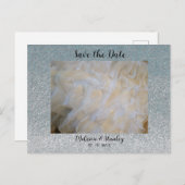 Carte Postale Faire-part Épargnez la date en faux éclat argenté (Devant / Derrière)