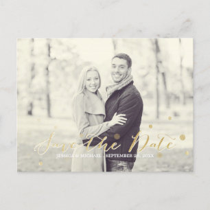 Carte Postale Faire-part Épingle à sauver avec paillettes dorées