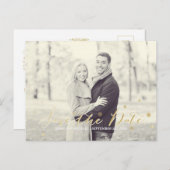 Carte Postale Faire-part Épingle à sauver avec paillettes dorées (Devant / Derrière)