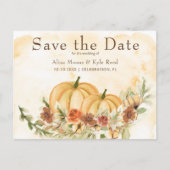 Carte Postale Faire-part Épousailles à la gouache rustique à la citrouille (Devant)