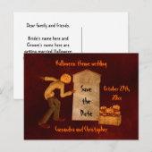 Carte Postale Faire-part Épouvantail citrouille d'Halloween (Devant / Derrière)