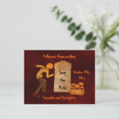 Carte Postale Faire-part Épouvantail citrouille d'Halloween (Debout devant)