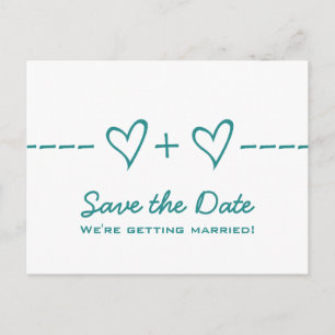 Carte Postale Faire-part Équation cardiaque turquoise Enregistrer la date C