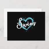 Carte Postale Faire-part Équipe de natation Amour de natation Cœur Amant N (Devant / Derrière)