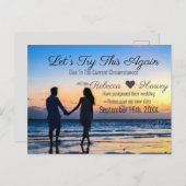 Carte Postale Faire-part Essayons de nouveau mariage plage Postponement (Devant / Derrière)