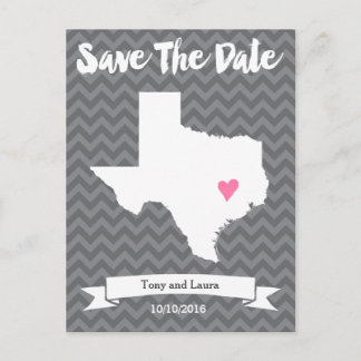 Carte Postale Faire-part État du Texas Chevron Enregistrer la date Art de c
