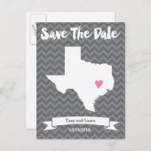 Carte Postale Faire-part État du Texas Chevron Enregistrer la date Art de c (Devant / Derrière)