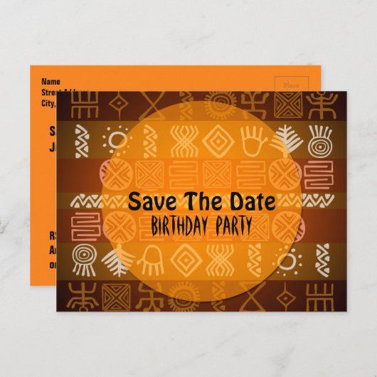 Carte Postale Faire-part Été Ethnique 17e anniversaire Enregistrer la date (Devant / Derrière)