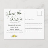 Carte Postale Faire-part Été jaune floral mariage save the date (Dos)