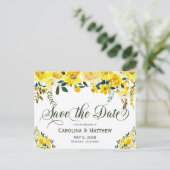 Carte Postale Faire-part Été jaune floral mariage save the date (Debout devant)