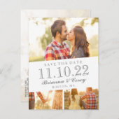 Carte Postale Faire-part Éternel 3-Photo Enregistrer la date (Devant / Derrière)