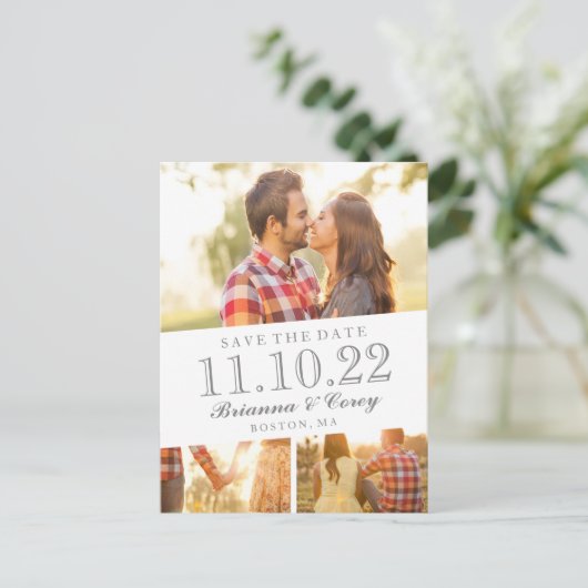 Carte Postale Faire-part Éternel 3-Photo Enregistrer la date (Debout devant)