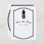 Carte Postale Faire-part Étiquette de sauvegarde de l'Ananas Tropical Noir (Devant / Derrière)