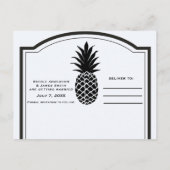 Carte Postale Faire-part Étiquette de sauvegarde de l'Ananas Tropical Noir (Dos)