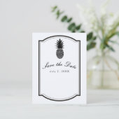 Carte Postale Faire-part Étiquette de sauvegarde de l'Ananas Tropical Noir (Debout devant)