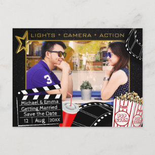 Carte Postale Faire-part Étoile de cinéma personnalisée Enregistrer la date