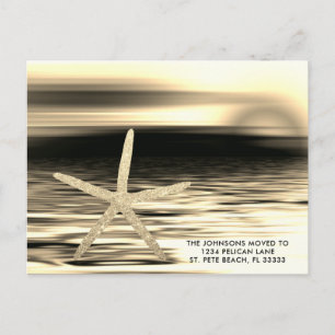 Carte Postale Faire-part Étoile de mer Coucher de soleil Noir Or Déménagé e