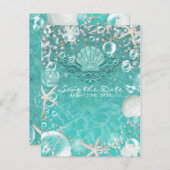 Carte Postale Faire-part Étoile de mer enchantée sarcelle et bulles Save th (Devant / Derrière)