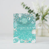 Carte Postale Faire-part Étoile de mer enchantée sarcelle et bulles Save th (Debout devant)