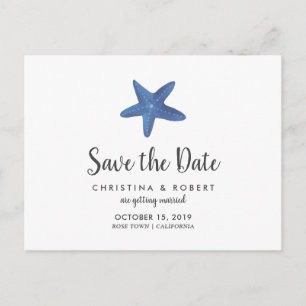 Carte Postale Faire-part Étoile de mer Mariage Océanique Enregistrer La D