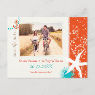 Carte Postale Faire-part Étoile de mer Nautique Mariage Photo Save the Date